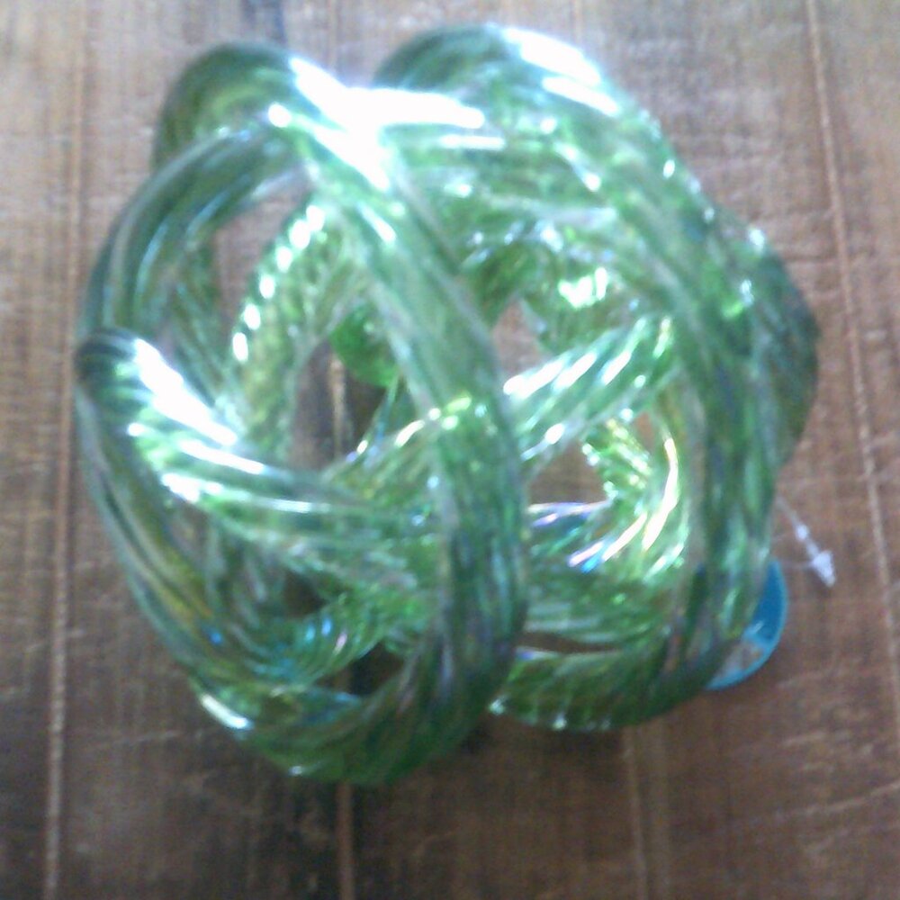 HAND MADE GLASS KNOT Murano Style Abstract Twisted Rope Infinity Sculpture - Picture 6 of 6